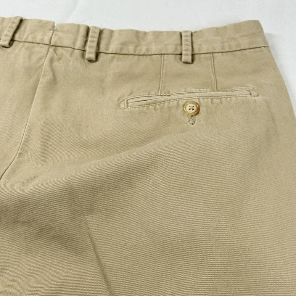 Peter Millar Raleigh Washed Twill Pants 36x34‎ Khaki Flat Front Pima Cotton